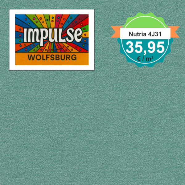 Vorwerk Nutria 4J31 türkis Teppichboden – quadratische Draufsicht, Velours, 35,95 €/m²